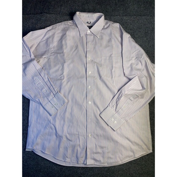 Kenneth Cole Reaction Dress Shirt Mens‎ XL White Striped Midweight Pocket Collar - Picture 1 of 7